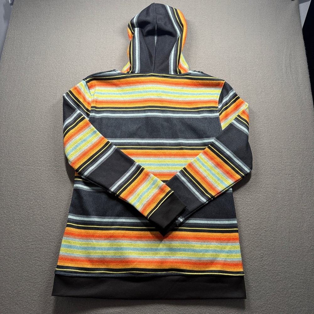 Departwest Hoodie Mens Medium Black Orange Striped Baja Quarter Zip DWK365BK - Picture 2 of 9